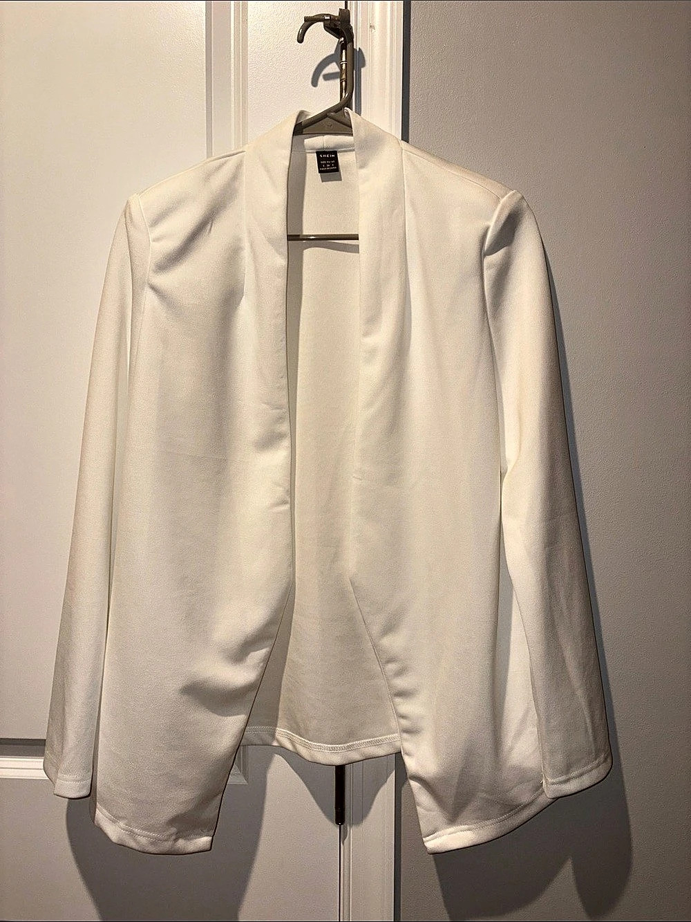 SHEIN Privé Shawl Collar Open Front Blazer White